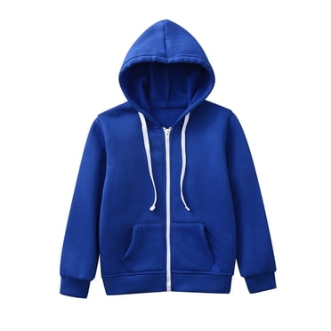 PMVFHDE Liquidation Enfants Doux Brossé Chandail à Capuchon à Fermeture Éclair Décontracté Athlétique Chandails à Capuchon pour Garçons Filles Chandail à Capuchon pour Garçons Bleu Foncé,6-7 Ans