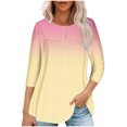 thumbnail image 1 of Pisexur Womens Plus Size Sweatshirt Gradients 3/4 Length Sleeve Tops Fall V-Neck Blouses Spring Ruffle Sleeve Tunic T-Shirts Dressy Casual, 1 of 4