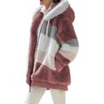 thumbnail image 3 of LUXUR Veste pour Femmes Patchwork Manteau d'Extérieur à Manches Longues Cardigan Ample Chandail à Capuchon Pardessus Rouge 3TG, 3 of 3