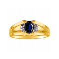 thumbnail image 1 of RYLOS Mens Rings Yellow Gold Plated Silver Classic Design 7X5MM Oval Gemstone &  Diamond Ring Sapphire September Birthstone Ring Size 9, 1 of 6