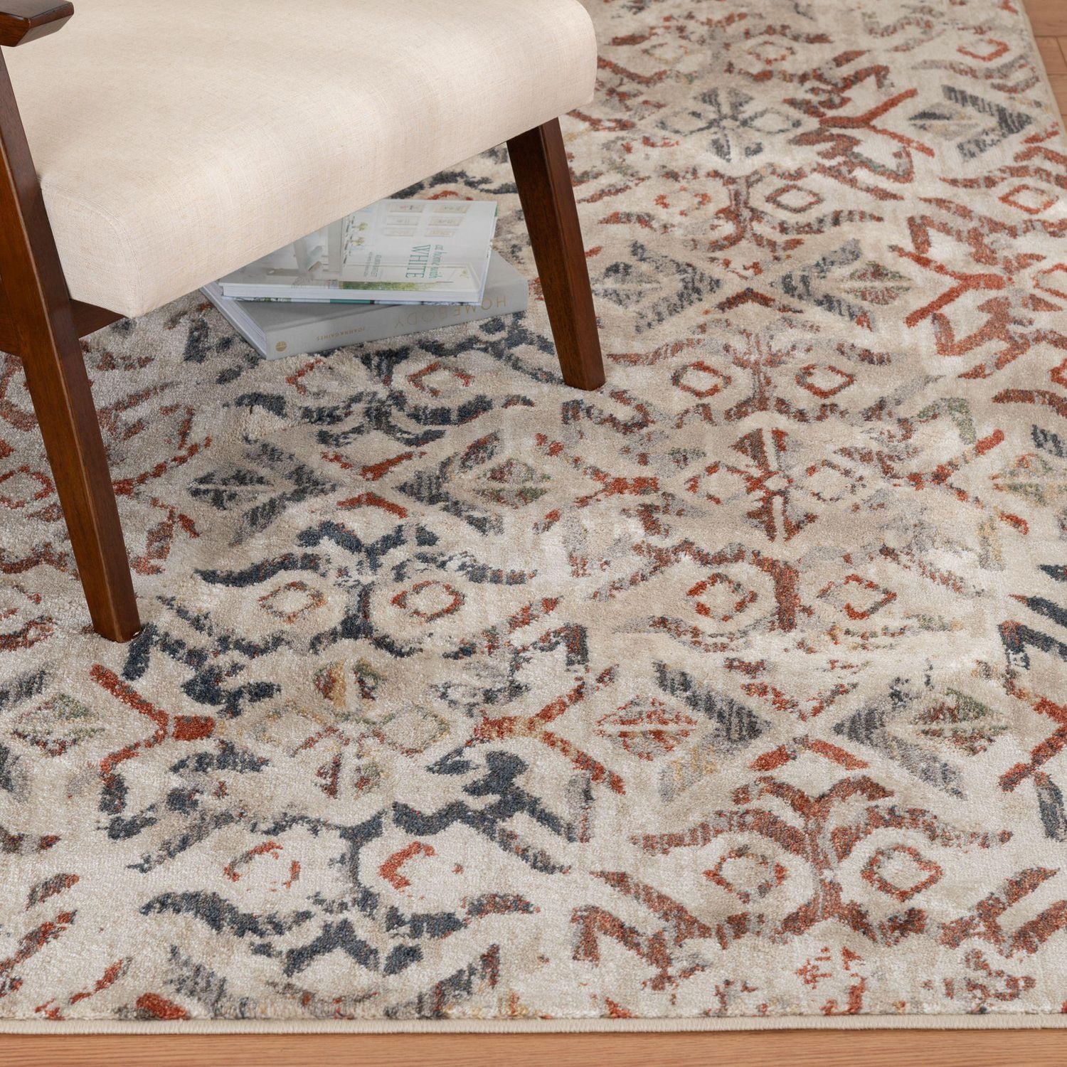 Tapis tissé bleu marine et rouge Pescara