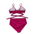 thumbnail image 4 of Faithtur Female Two-Piece Bathing Suit, Solid Color Spaghetti Strap Bikini Tops+ Leopard Print Bikini Panties, S/M/L/XL/XXL, 4 of 6