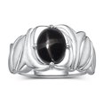thumbnail image 1 of RYLOS Bagues pour Femmes Bague en Or Blanc 14K Solitaire Pierre Précieuse Ovale 9x7 mm avec Anneau Fini Satiné Mars Saphir Étoilé Noir Bijoux Taille 6, 1 of 7