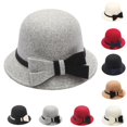 thumbnail image 3 of Chapeau Melon Petit pour Femme, Automne et Hiver, Nœud, Bout Rond, Décontracté, Style Bassin de Pêcheur, 3 of 3
