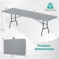 thumbnail image 3 of Costway Table Pliante Portable de 8 Pi avec Plateau en HDPE, Mécanisme de Verrouillage Sécuritaire, Poignée de Transport, Gris, 3 of 10