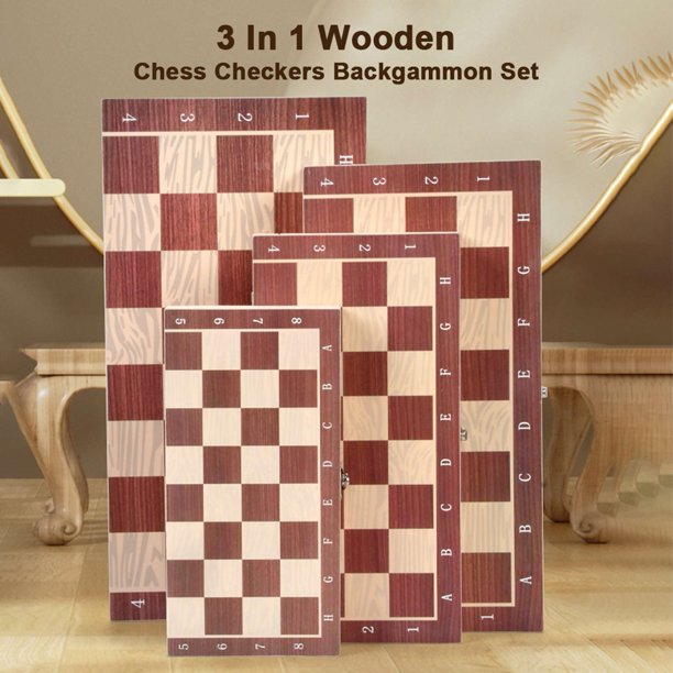 Jeu D'Échecs, Jeu d'Échecs 3 en 1 en Bois Pliant, Activité de Stratégie Interactive pour Voyages, Maison, Fêtes, Studio ou École Jeu D'Échecs, Jeu d'Échecs 3 en 1 en Bois Pliant, Activité de Stratégie Interactive pour Voyages, Maison, Fêtes, Studio ou École