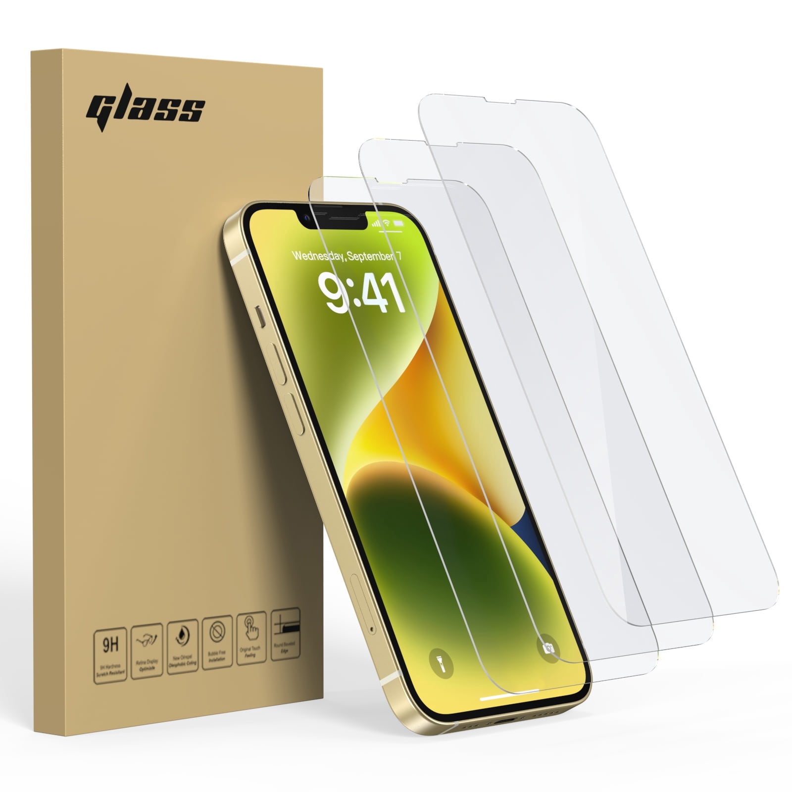 TOPVISION 3-Pack Screen Protector for iPhone 13/14/13 Pro(6.1"), HD Clear Tempered Glass, Case Friendly