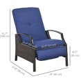 thumbnail image 3 of Outsunny Fauteuil Inclinable d'Extérieur en Rotin, Chaise Longue de Patio, Bleu Foncé, 3 of 10