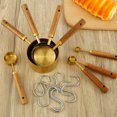 thumbnail image 3 of Ihvewuo 8pcs Measuring Cup and Spoon Set Stainless Steel Cup Measurement Set with Wooden Handle Portable Measuring Spoons Set with 8 Hooks Reusable Measuring Cup Spoons for Kitchen Home Baking (Gold), 3 of 11