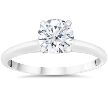 Bague de Fiançailles Solitaire en Diamant Rond de Laboratoire 3/4 Ct en Or Blanc 14 K