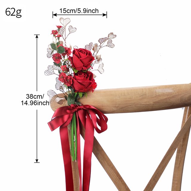 (Rouge Vin) Chaise de simulation de Mariage de Style Occidental Fleur Arrière
