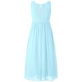 thumbnail image 2 of YUUMIN Robe de Fête Élégante en Chiffon Perlé Sans Manches Froncée Col en V Robe de Demoiselle d'Honneur Bleu Clair 16, 2 of 5