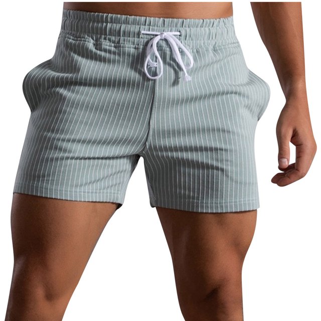 Mens Shorts Mens Stripe Printed Casual Drawstring Pockets Elastic Sports Shorts
