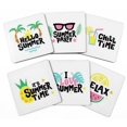 thumbnail image 1 of Inkdotpot Set of 6 Drink Coasters DecorativeNon,SlipCork Base4-inch Square PrintedCoastersEasy Clean- Summer, 1 of 8