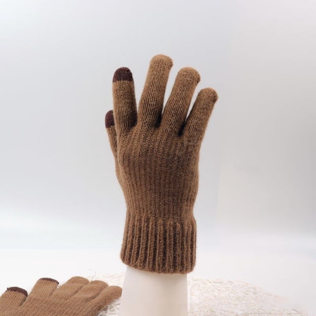 Yellow Gloves Mittens Winter Mens Warm and Thick Cold Proof Solid Color Screen Gloves