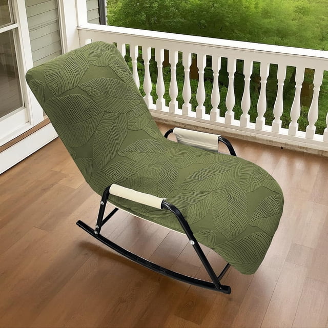 Elastic Indoor Outdoor Patio Rocking Chairs Cover, Lounge Royal Rocking Chair Slipcover Modern Reclining Rocker Chairs Cover (Green)