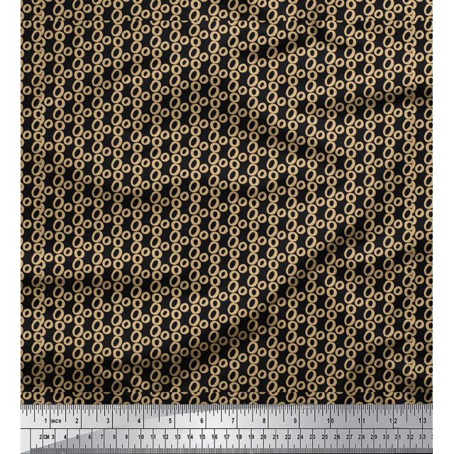 Soimoi Black Modal Satin Fabric Small Circle Geometric Fabric Prints By Yard 42 Inch Wide