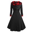 thumbnail image 4 of HKEJIAOI Robe Femme Automne/hiver Couleur Unie Manches Longues Robe Chemise Vintage en Velours Côtelé à Bretelles Offres Liquidation Rouge, 4 of 5