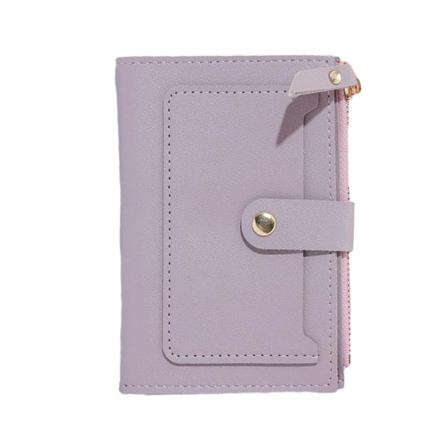 Card Holder Pouch Women Purse Versatile Women‘s Purse with Button Closure Solid Color Card Holder Wallet Portable Changes
