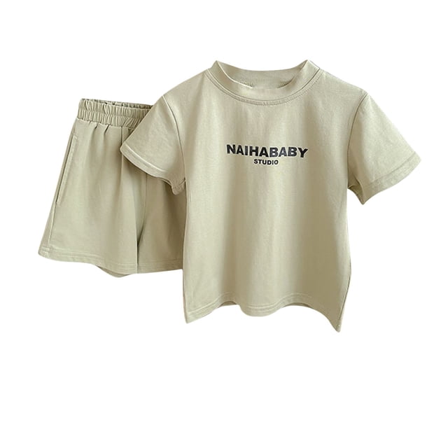 Chemises pour Filles Enfants Imprimé Ample Garçon Fille Poches Shorts Manches Courtes Col Rond Blouses Ensembles T-shirt