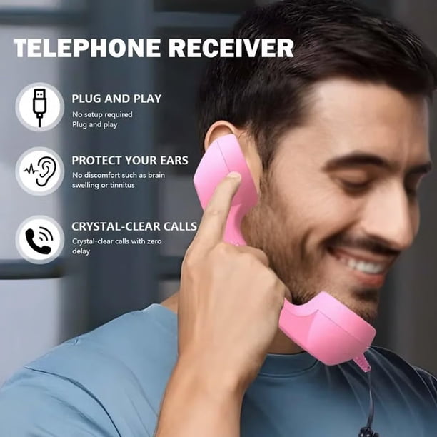 Type-C Retro Telephone Style Landline Handle Receiver, Bluetooth