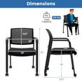 thumbnail image 4 of Costway Ensemble de 2 Chaises de Conférence Empilables Chaise en Maille pour Bureau Invités Salle d'Attente Roues, 4 of 10