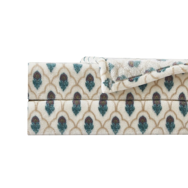 Mainstays velvet plush throw,size 50X60",block floral print pattern.