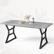 Yiwa Farmhouse Dining Table for 6, Rectangular Wood Dining Table, Rustic Kitchen Table with Extra Heavy Duty Metal Legs for Dining Room, Outdoor Table for Party, 70.9 * 29.5 * 29.3 Inch
