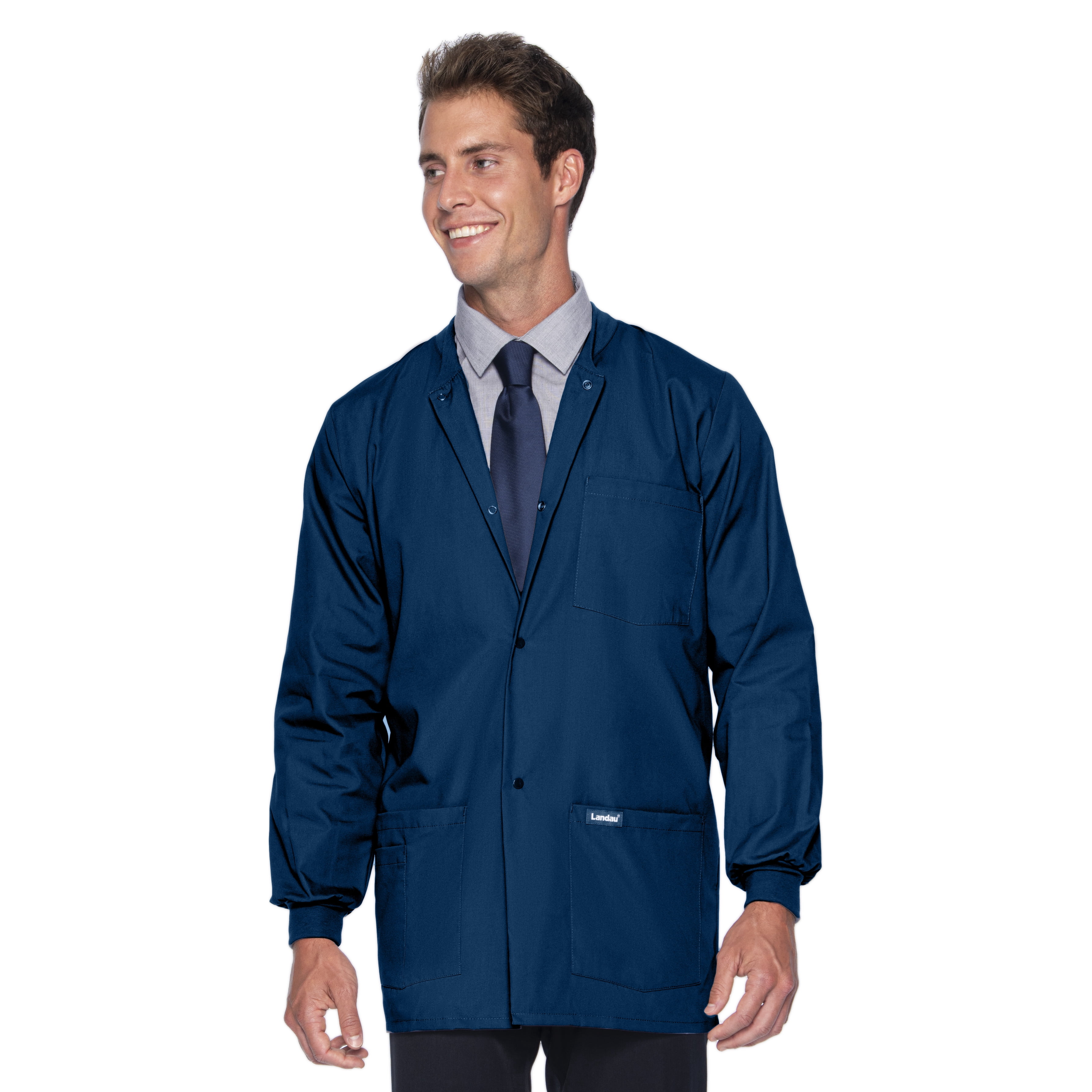 Landau Vestes de Gommage 5 Poches pour Hommes - Coupe Classique Décontractée, Col Rond, Boutons Pression, Gommages d'Échauffement 7551