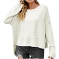 thumbnail image 1 of FAIWAD Blouse Tunique en Tricot Côtelé pour Femmes Manches Lanterne Col Rond Couleur Unie, 1 of 4