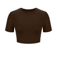 thumbnail image 4 of AherBiu Hauts Courts pour Femmes Haut de Sortie T-Shirts Chemises Manches Courtes Col Rond Ajusté Confortable T-Shirt Basique, 4 of 6