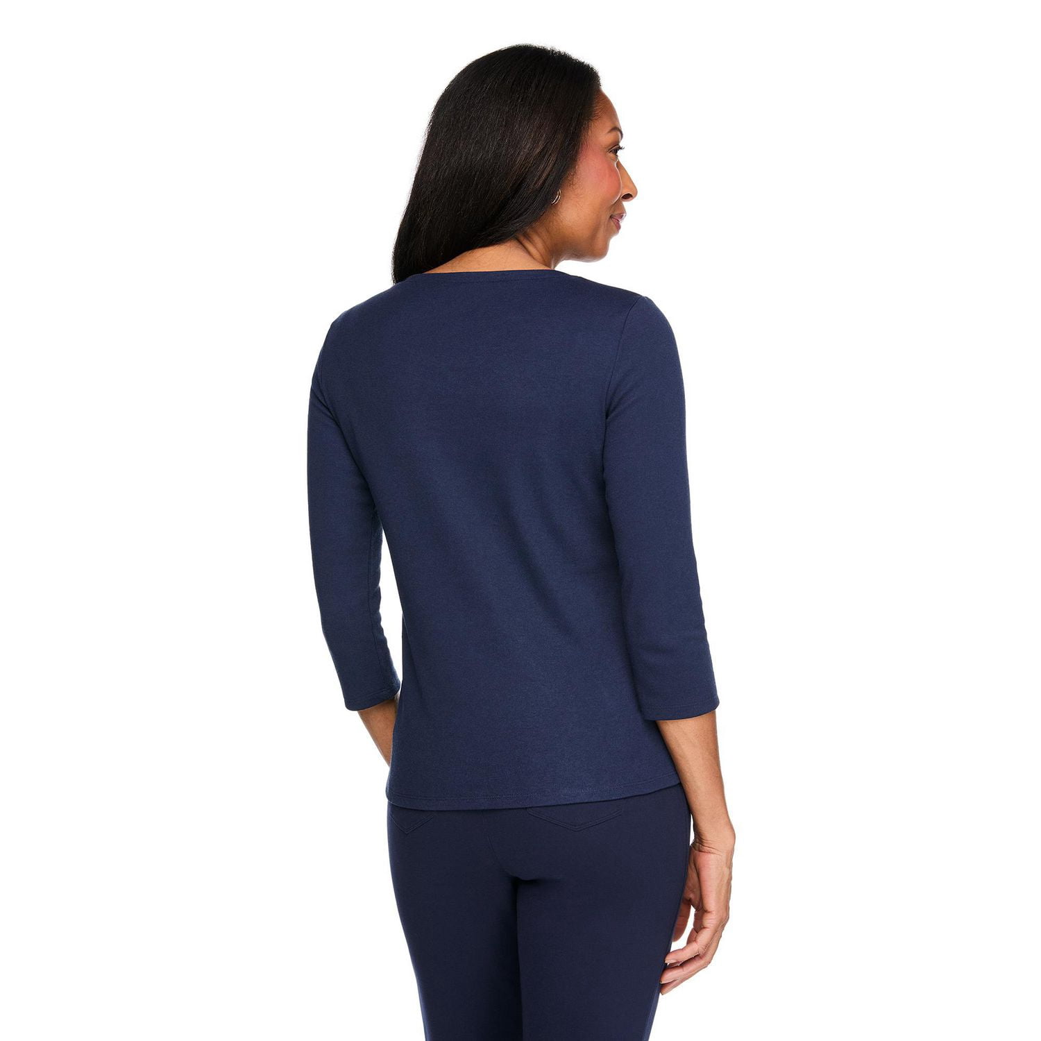 Karen Scott Women's Henley Printed T-Shirt