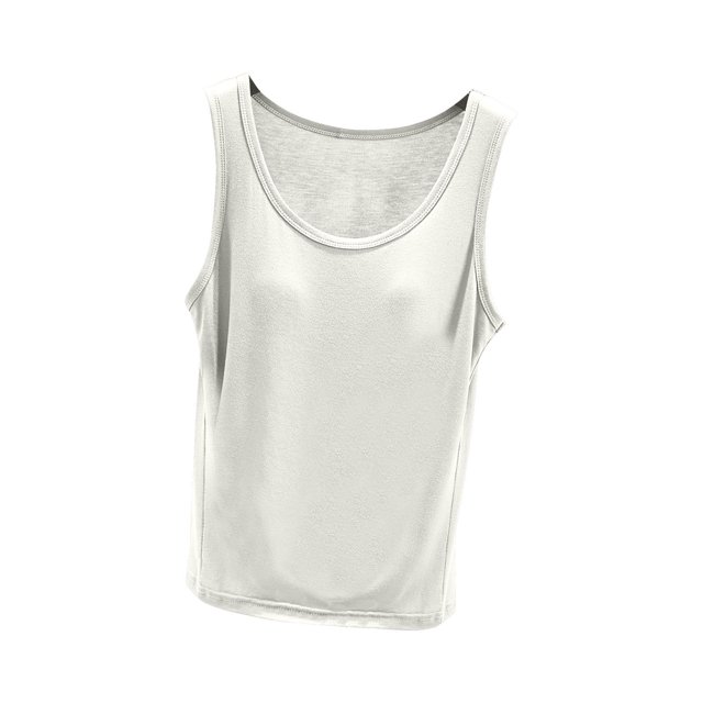 Débardeur pour Femme avec Soutien-Gorge Intégré, Camisoles Sans Manches pour Femmes Couleur Unie Col Rond Camisole Décontractée, Haut de Détente Doux pour Dormir pour l'Été