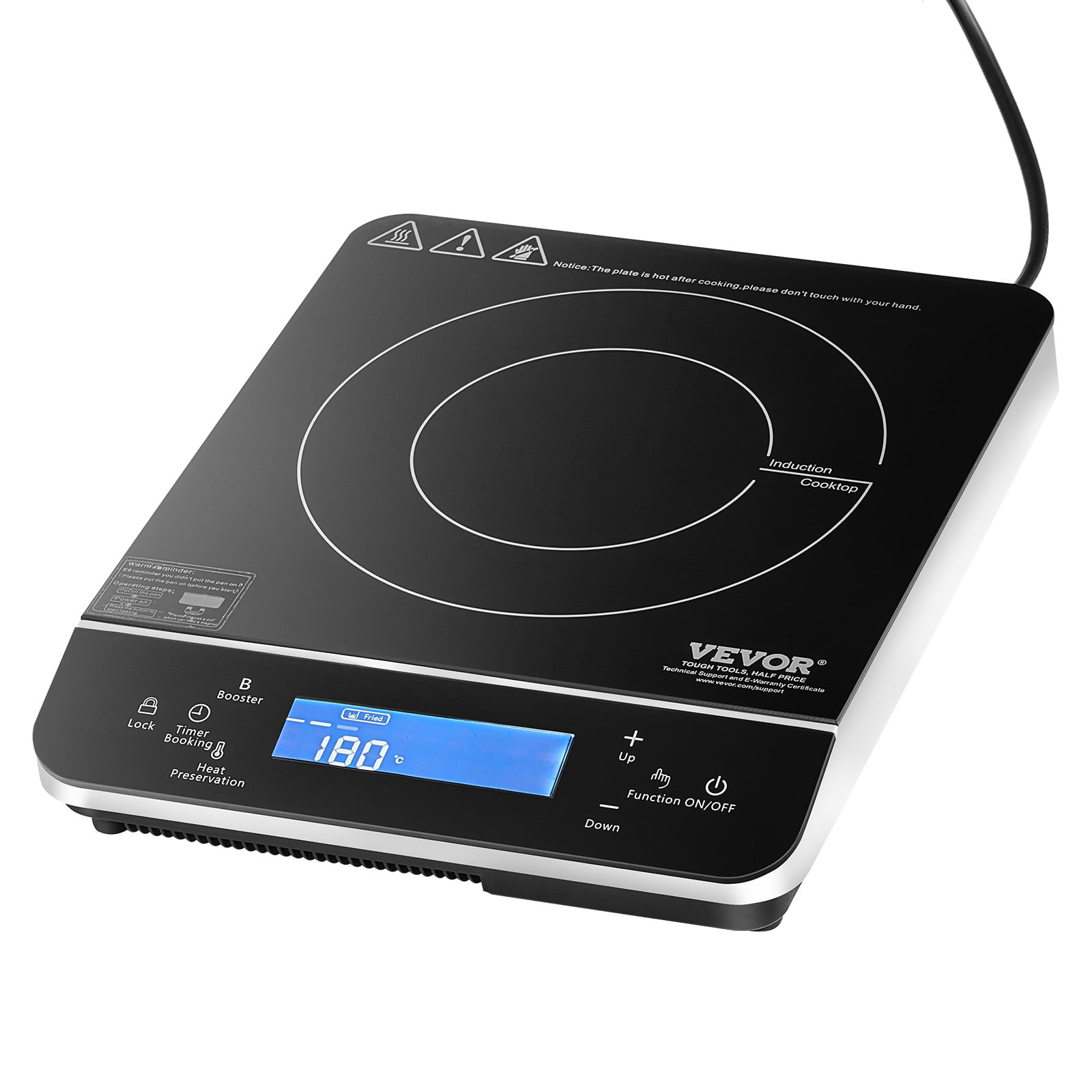 KFFKFF Portable Induction Cooktop 1500W Countertop Burner 9 Temp Levels Hot Plate
