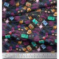 thumbnail image 2 of Soimoi Satin Silk Fabric Camera,Hat & Briefcase Travel Print Fabric by Yard 42 Inch Wide, 2 of 3