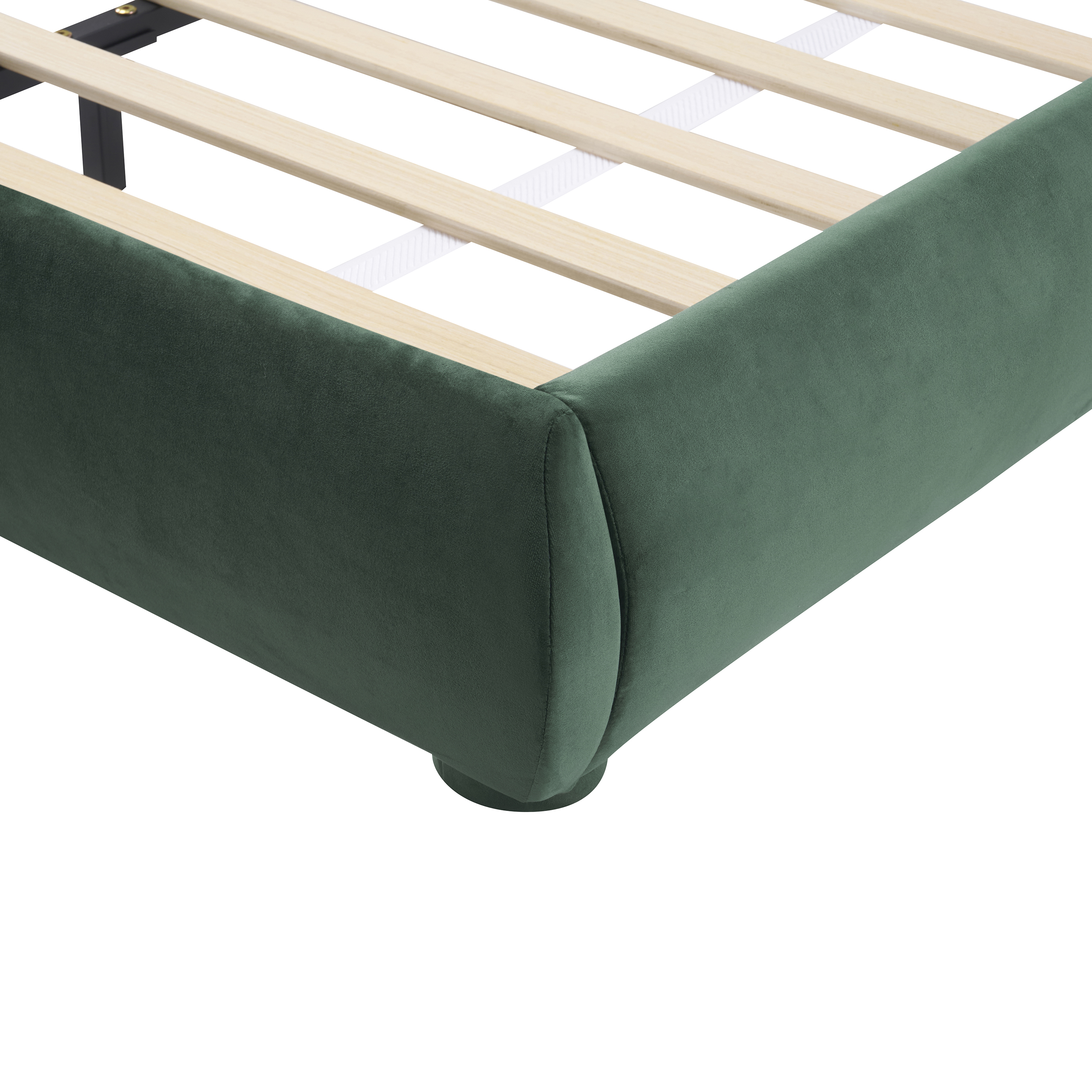 Noble House Lit rembourré Style King Cream, tête de lit en tissu texturé courbé avec structure solide, vert foncé
