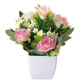 thumbnail image 1 of MesaSe 2 Pcs European Style Tea Rose Artificial Flower Pot Bonsai Garden Table Room Decor(Rose Red), 1 of 10