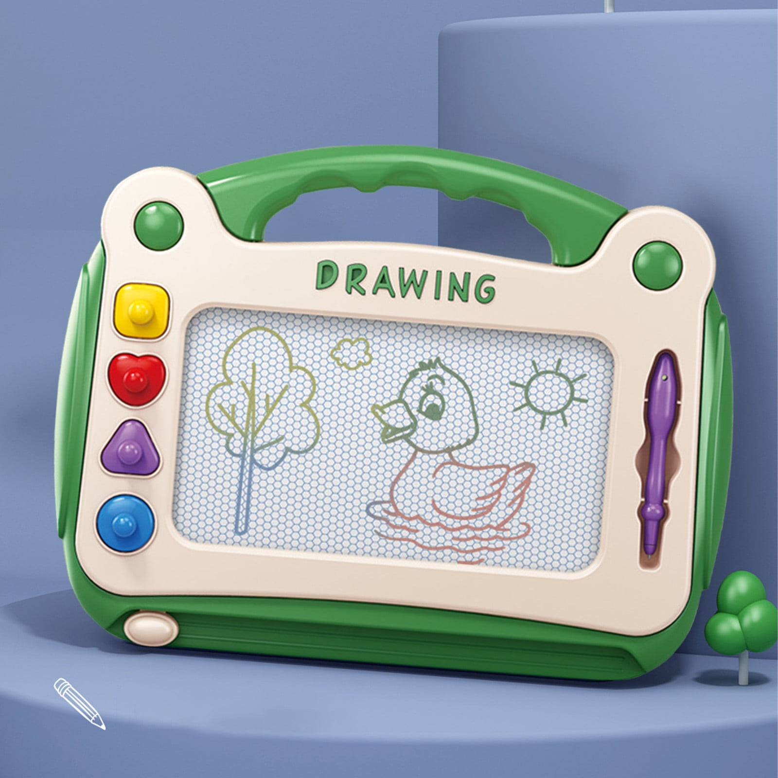 Tableau Magnétique Magique à Colorier – Avec 3 Tampons (cercle, Fleur, Cœur) – Pour Enfants 3-5 Ans – Portable, Facile à Effacer – Cadeau Filles Garçons