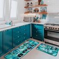 thumbnail image 4 of Modern Abstract Kitchen Mats for Floor, Blue Green Turquoise Teal Kitchen Rugs Set of 2 Carpet Area Rug, Vintage Farmhouse Modern Kitchen Decor and Accessories Stuff, 17x30 and 17x47 Inch, 4 of 6