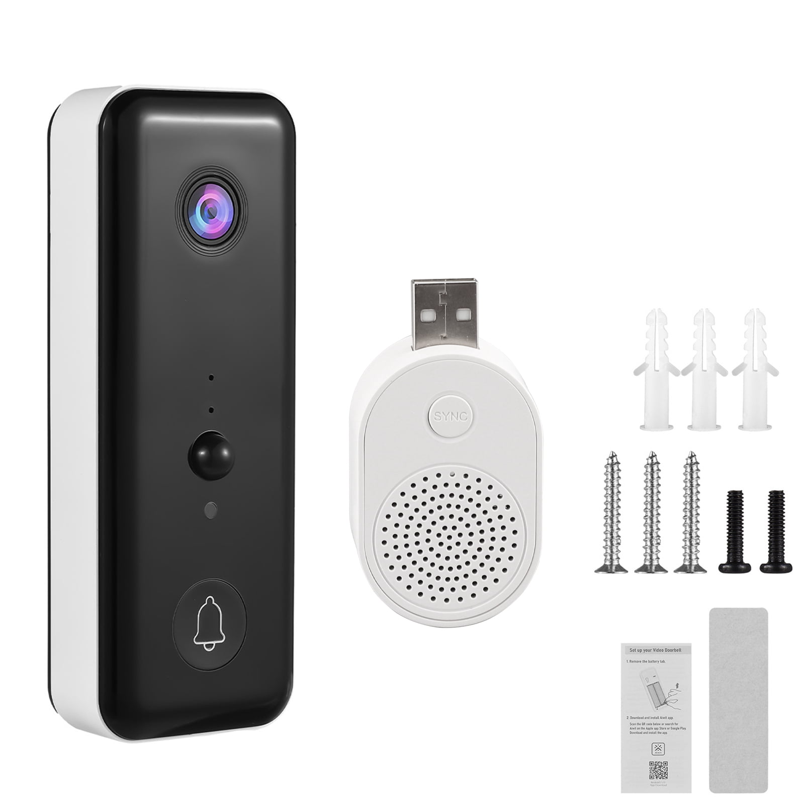 Doorbell Camera 2.4GHz WiFi 720P PIR Body Induction 140 Wide Angle Lens Door Camera