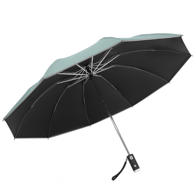 Parapluie de Voyage Coupe-Vent Parapluie Compact Portable Coupe-Vent Parapluie de Voyage Compact Poignée de Lampe de Poche Led Parapluie Auto avec Ruban Réfléchissant Support de Parapluie en Alliage d'Aluminium