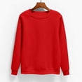 thumbnail image 2 of Moxiu Chandails à Col Rond pour Femmes Automne Manches Longues en Molleton Chandail de Base Uni Chandail à Enfiler Hauts Chandail Jumper Chandail Rouge,G, 2 of 6