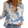thumbnail image 3 of Pompotops Femmes Mode Imprimé Décontracté Manches Longues T-shirt Blouse en Lin Hauts Liquidation, 3 of 5