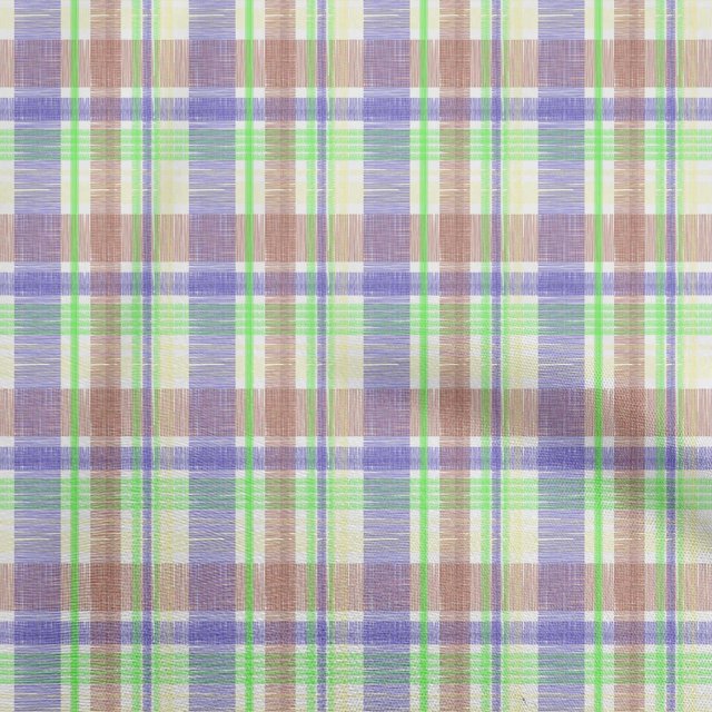 oneOone Polyester Spandex Vert Tissu Vérifier Brosse Course Robe Tissu Tissu Imprimé par la Cour 56 Pouces de Large
