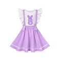 thumbnail image 1 of Girls Strap Skirt Set Purple White Dot Bunny Applique Ruffle Sleeve 4-5 Years, 1 of 7