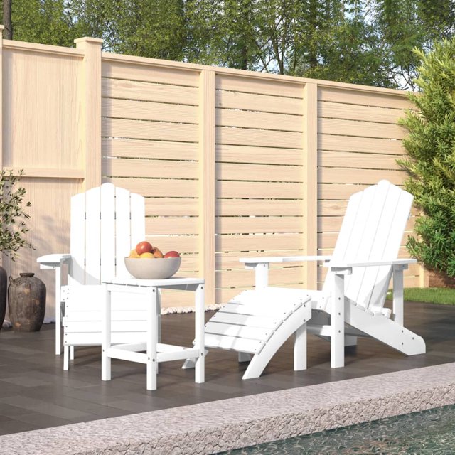 vidaXL Chaises Adirondack de Jardin avec Repose-Pieds et Table HDPE Blanc