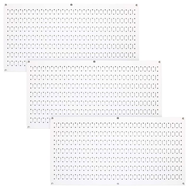Wall Control 32"x16" Horizontal Pegboard Garage Organizer, White (3 Pack)