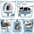 thumbnail image 4 of Yaheetech Ocean-Themed Multi-Level Cat Tree Tower with Condo, Perches, Hammock, Blue/White, 4 of 7