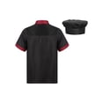 thumbnail image 2 of dPois Men Personalized Chef Coat With Hat Unisex Chef Jacket Kitchen Work Uniform Hotel Restaurant Workwear Black03 L, 2 of 7