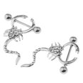 thumbnail image 3 of Tachiuwa 2 Pcs Tétine Pendante Animale en Acier Inoxydable en Forme de Scorpion avec Strass 16g, 3 of 8